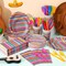 400 Pcs Mexican Party Supplies Mexico Stripes Disposable Paper Plates Napkins and Cups Mexican Tableware Decorations for Cinco De Mayo Dance Pinata Taco, Birthday Party